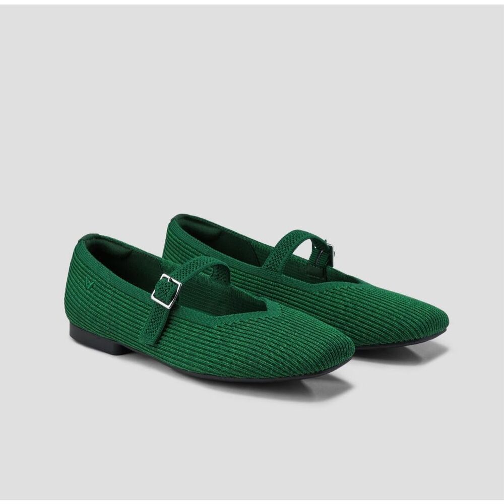 Green Women's Flats with Buckle